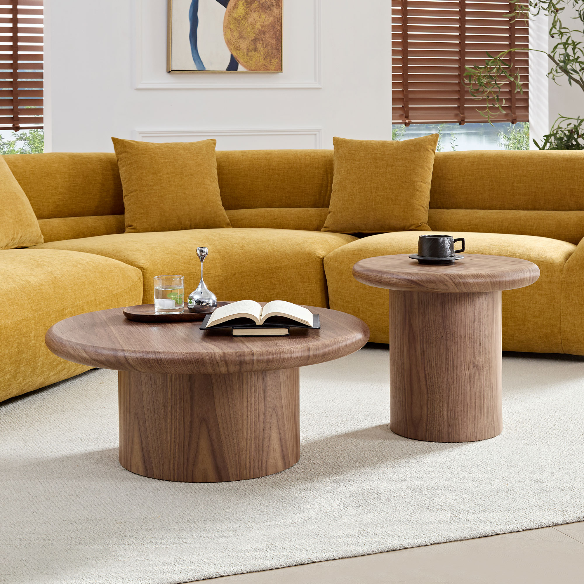 Lot 2 tables basses rondes modernes salon montage facile