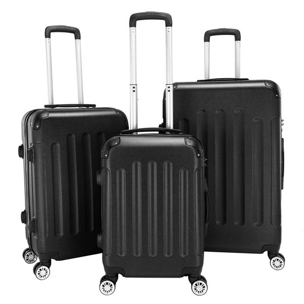 Set 3 valises ABS trolley 20 24 28 pouces noi...