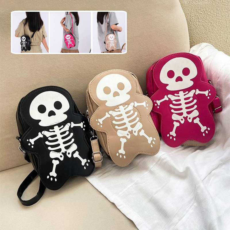 Mini sac bandoulière tête de mort Y2K — style Halloween fashion et streetwear