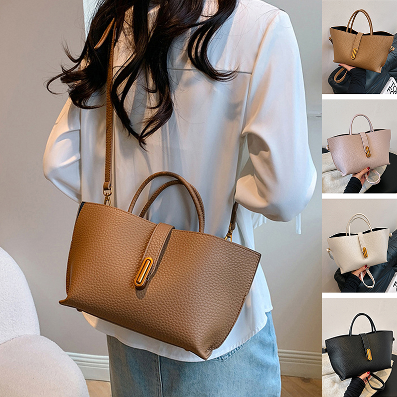 Sac seau motif litchi — grande capacité, zippé, bandoulière ajustable