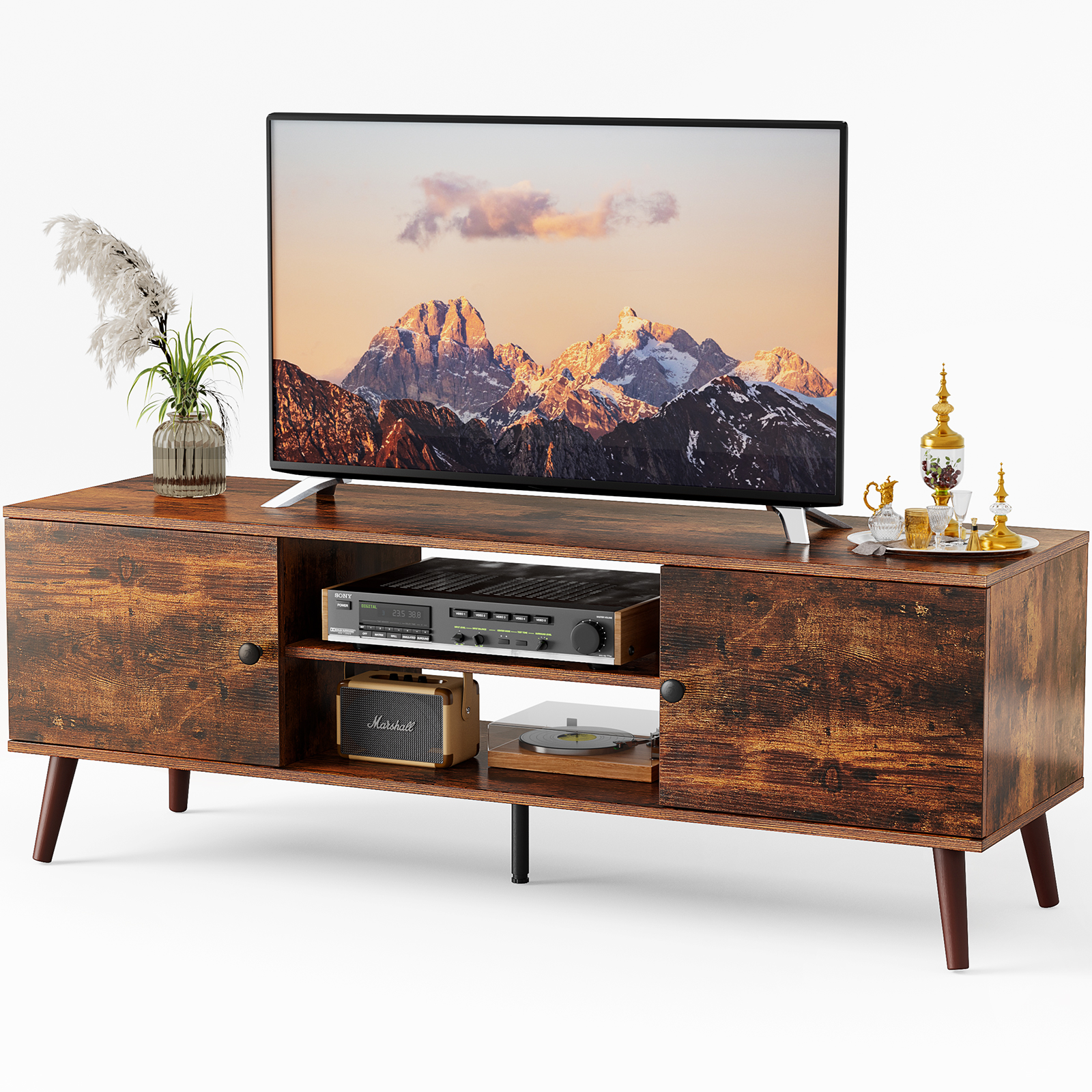 Panel TV Cabinet Can Store Black Cabinets, Suitable For Home Living Room Office TV Cabinet - accessoire professionnel