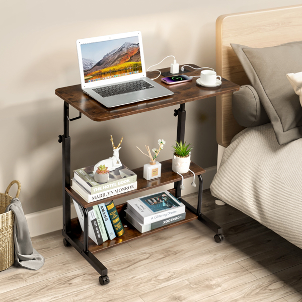 Retro Brown Adjustable Computer Desk - accessoire professionnel