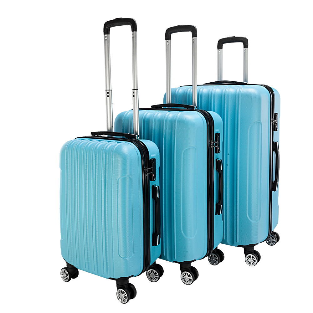 Set de 3 malles de voyage bleues — 20/24/28 pouces format trunk