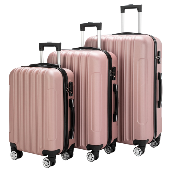 Set de 3 malles rigides ABS + aluminium 20/24/28 po — format box roulettes spinner